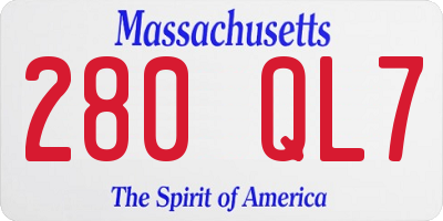 MA license plate 280QL7