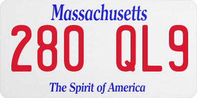 MA license plate 280QL9