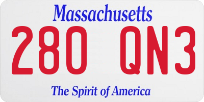 MA license plate 280QN3