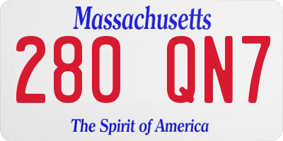 MA license plate 280QN7
