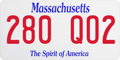 MA license plate 280QO2