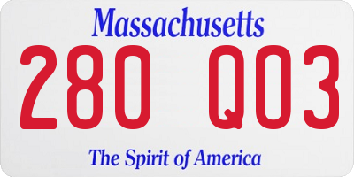 MA license plate 280QO3