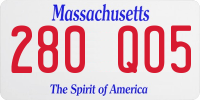MA license plate 280QO5