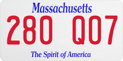 MA license plate 280QO7