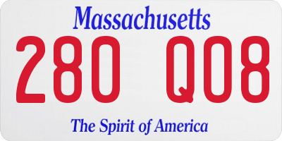 MA license plate 280QO8