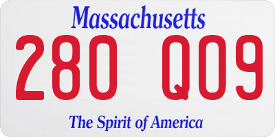 MA license plate 280QO9