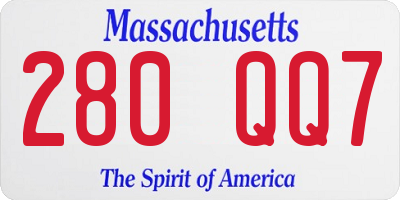 MA license plate 280QQ7