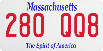 MA license plate 280QQ8