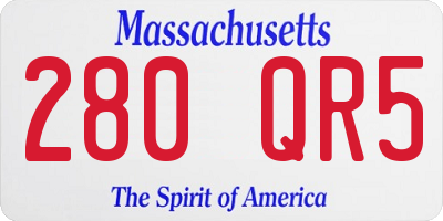 MA license plate 280QR5