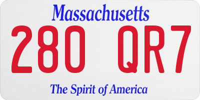 MA license plate 280QR7