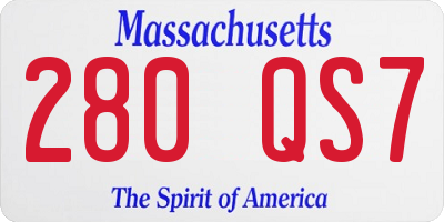 MA license plate 280QS7