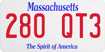MA license plate 280QT3