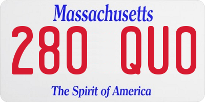 MA license plate 280QU0