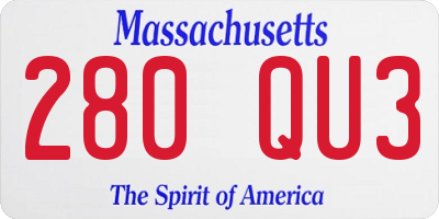 MA license plate 280QU3