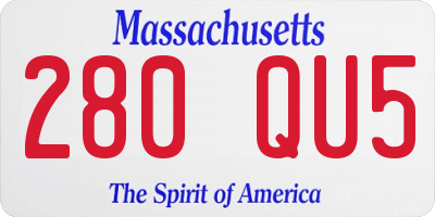 MA license plate 280QU5