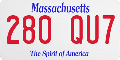 MA license plate 280QU7