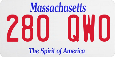 MA license plate 280QW0