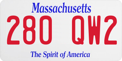 MA license plate 280QW2