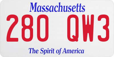 MA license plate 280QW3
