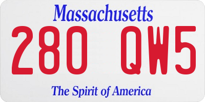 MA license plate 280QW5