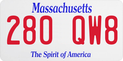 MA license plate 280QW8