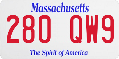 MA license plate 280QW9