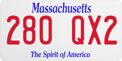 MA license plate 280QX2