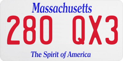 MA license plate 280QX3