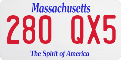 MA license plate 280QX5