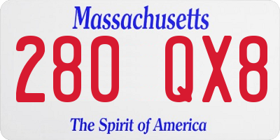 MA license plate 280QX8