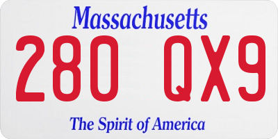MA license plate 280QX9