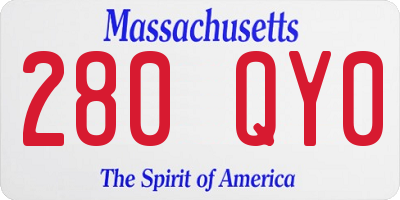 MA license plate 280QY0
