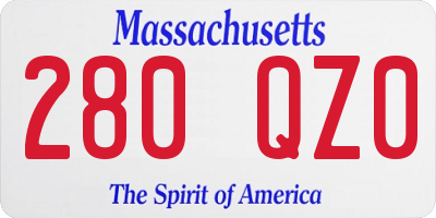 MA license plate 280QZ0