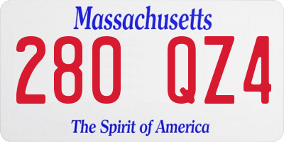 MA license plate 280QZ4