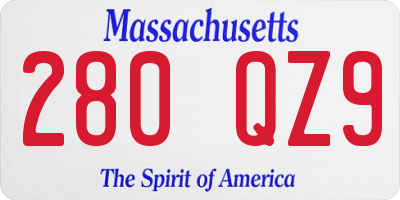 MA license plate 280QZ9