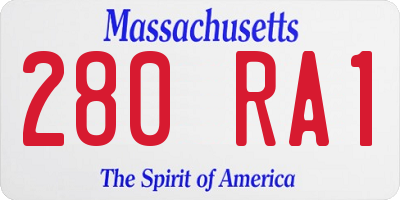 MA license plate 280RA1