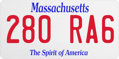 MA license plate 280RA6