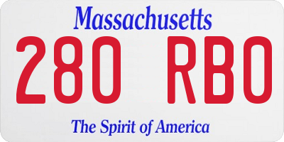 MA license plate 280RB0