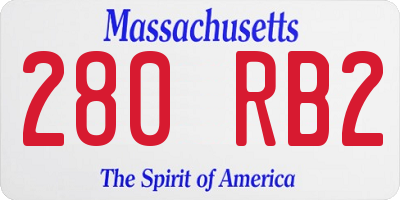 MA license plate 280RB2