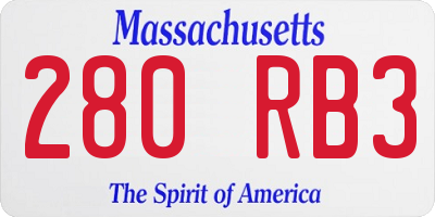 MA license plate 280RB3