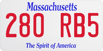 MA license plate 280RB5
