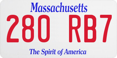 MA license plate 280RB7