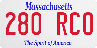 MA license plate 280RC0