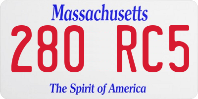 MA license plate 280RC5