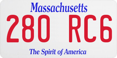 MA license plate 280RC6