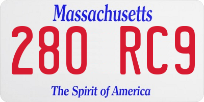 MA license plate 280RC9