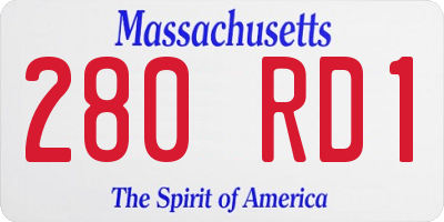 MA license plate 280RD1