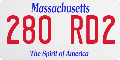 MA license plate 280RD2