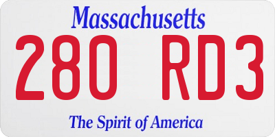 MA license plate 280RD3