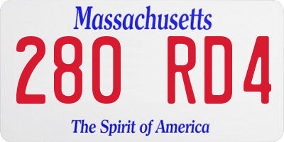 MA license plate 280RD4